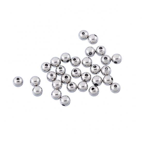 Immagine di Acciaio Inossidabile Separatori Perline Tondo Tono Argento Circa 4mm Dia, Foro:Circa 1.0mm, 500 Pz