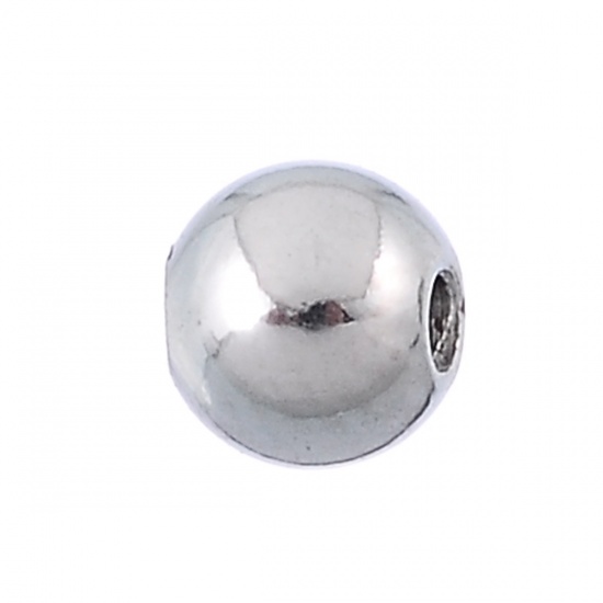 Imagen de Acero Inoxidable de Cuentas Ronda Tono de Plata 5mm Diámetro, Agujero: acerca de 1.3mm, 50 Unidades