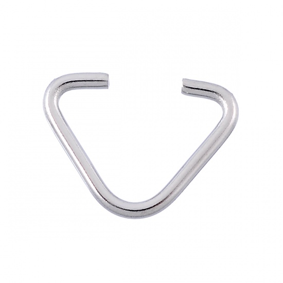 Picture of 304 Stainless Steel Pendant Pinch Bails Clasps Triangle Silver Tone 13mm( 4/8") x 10mm( 3/8"), 30 PCs