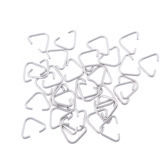 Picture of 304 Stainless Steel Pendant Pinch Bails Clasps Triangle Silver Tone 13mm( 4/8") x 10mm( 3/8"), 30 PCs