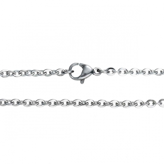 Bild von 304 Edelstahl Halskette Silberfarbe Gliederkette Kette 50cm lang, Kettengröße: 3x2.5mm, 1 Streif