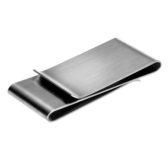 Picture of 304 Stainless Steel Money Clip Wallets Silver Tone 65mm(2 4/8") x 30mm(1 1/8") , 1 Piece