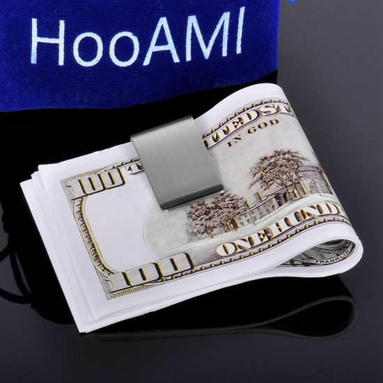 Picture of 304 Stainless Steel Money Clip Wallets Silver Tone 40mm(1 5/8") x 18mm( 6/8") , 1 Piece