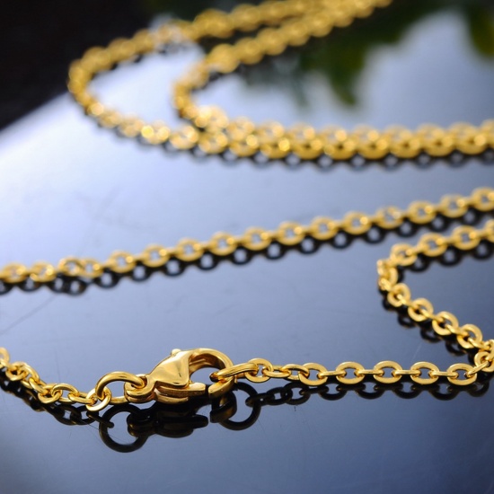 Bild von 304 Edelstahl Halskette Gliederkette Kette Vergoldet 45cm lang, Kettengröße: 3x2.5mm, 1 Streif