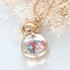 Picture of Floating Living Memory Glass Locket Necklace Snake Chain Gold Plated Calabash Bowknot Pendant With Multicolor Rhinestone 75.5cm(29 6/8") long, 1 Piece