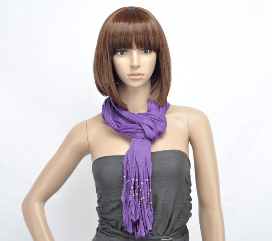 1PC Women's Fashion Purple Soft Scarf with Tassels Large Long Wrap Shawl Stole 1.8m(70-7/8") の画像