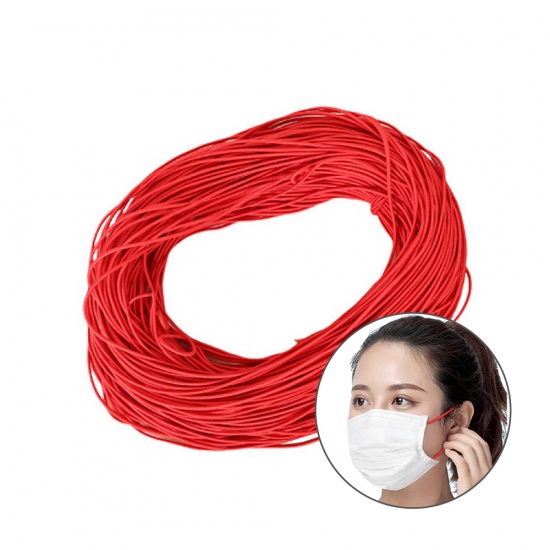 Immagine di Poliestere Banda Elastica Multifunzione per Artigianato Maschere da Cucito Forniture Rosso 2.5mm, 100 M