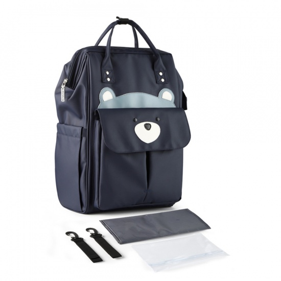 Immagine di Fashion Multifunctional Waterproof Travel Baby Diaper Bag Backpack Bear Animal Navy Blue 41cm x 26cm, 1 Piece