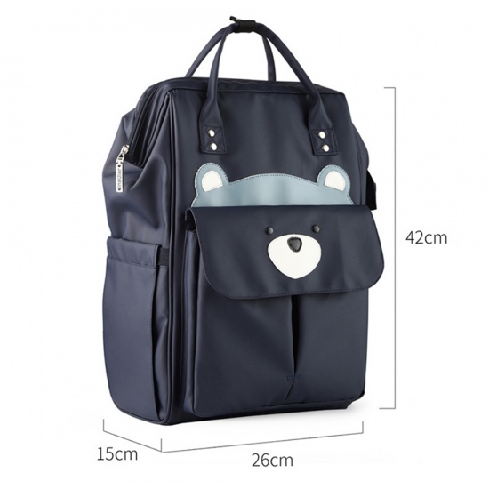 Picture of Fashion Multifunctional Waterproof Travel Baby Diaper Bag Backpack Bear Animal Navy Blue 41cm x 26cm, 1 Piece