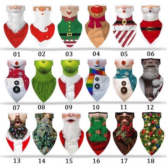 Immagine di Polyester Adults Windproof Dustproof Face Mask For Outdoor Cycling Multicolor Christmas Baubles 45cm x 23cm, 1 Piece