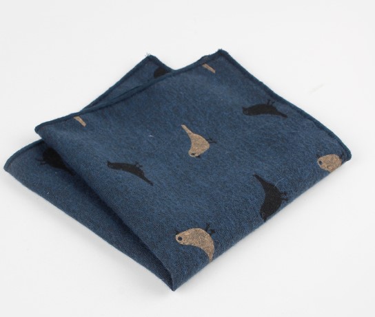 Immagine di Cotton Men's Handkerchief Square Bird Dark Blue 24cm x 24cm, 1 Piece