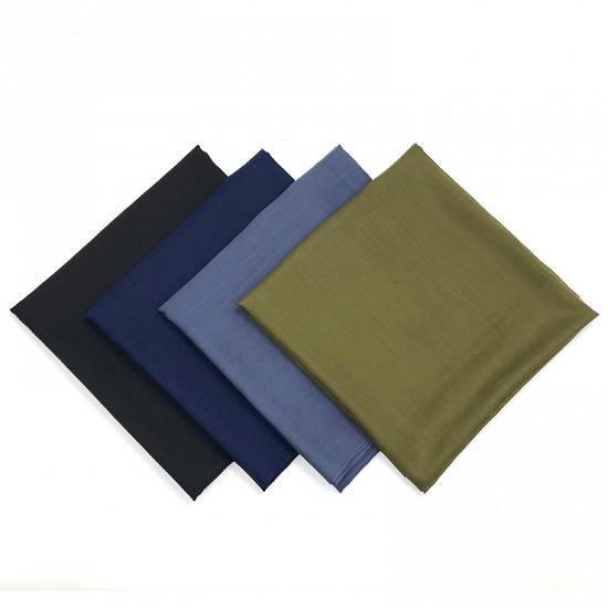 Picture of Cotton Pure Color Women's Scarves & Wraps Square Navy Blue 110cm x 110cm, 1 Piece
