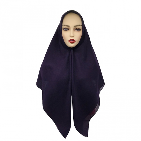 Picture of Cotton Pure Color Women's Scarves & Wraps Square Dark Purple 110cm x 110cm, 1 Piece