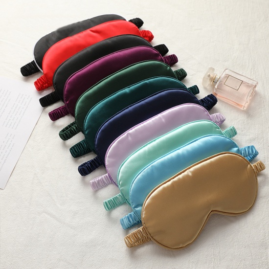 Picture of White - double-sided imitation silk breathable pure color sleeping eye mask blackout elastic strap travel beauty, 1 Piece