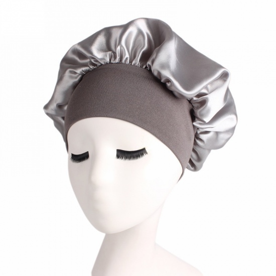 Изображение Silver - Night Sleep Hat Cap Bonnet With Wide Elastic Band For Women, 1 Piece
