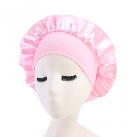 Изображение Pink - Night Sleep Hat Cap Bonnet With Wide Elastic Band For Women, 1 Piece