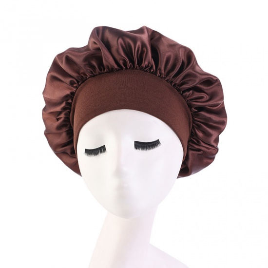 Изображение Coffee - Night Sleep Hat Cap Bonnet With Wide Elastic Band For Women, 1 Piece