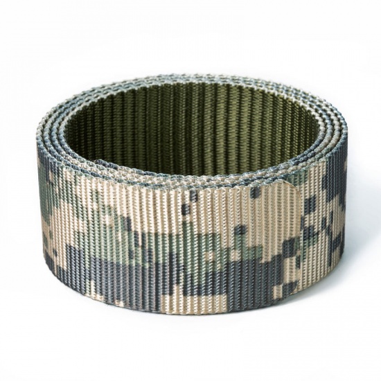Immagine di Green - Camouflage Nylon Canvas Durable Strap Webbing For Belt DIY Clothing Accessories 110cm, 1 Piece