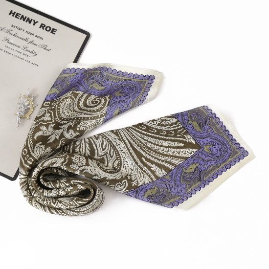 Immagine di Purple - Silk Women's Square Scarf Paisley Pattern 55x55cm, 1 Piece