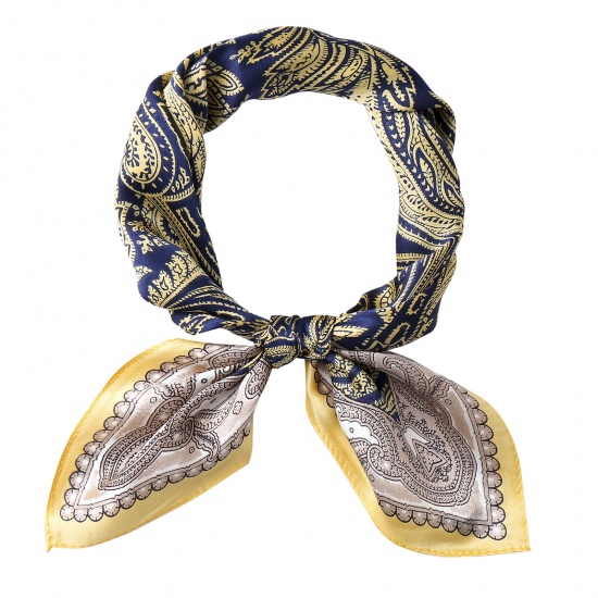 Immagine di Champagne - Silk Women's Square Scarf Paisley Pattern 55x55cm, 1 Piece