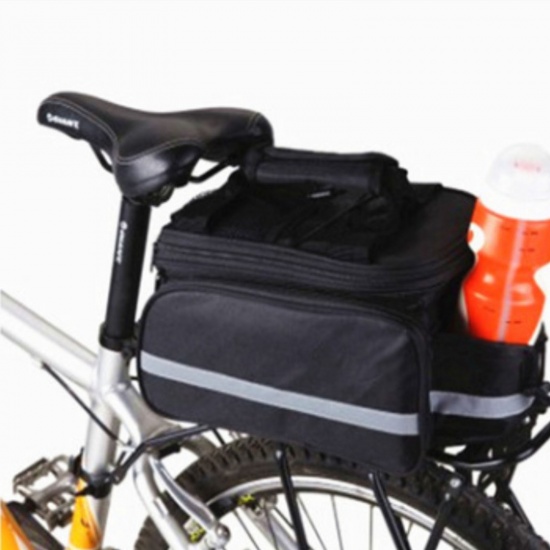 Изображение Black - Canvas Bicycle Cycling Rear Seat Pannier Bag 32x28x17cm, 1 Piece