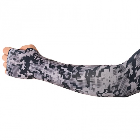 Picture of Black - Polyamide Camouflage UV Sun Protection Arm Sleeves Covers For Men 38cm long - 40cm long, 1 Pair