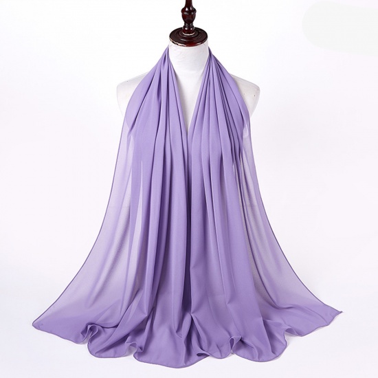 Picture of Purple - Chiffon Women's Muslim Hijab Scarf Solid Color 72x175cm, 1 Piece
