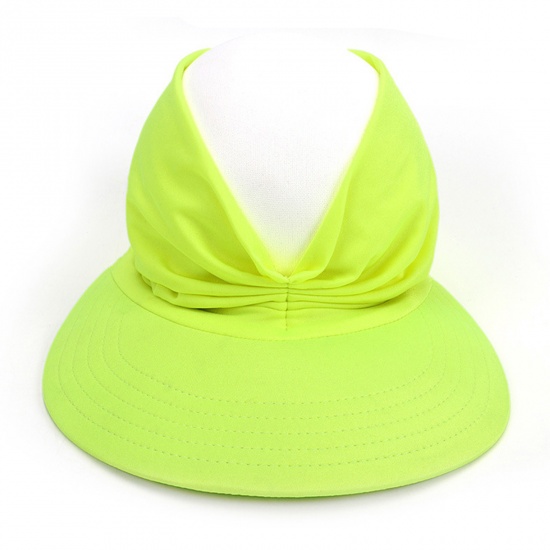Picture of Neon Yellow - Summer Women's Anti-Ultraviolet Elastic Adult Empty Top Sun Hat M（56-65cm）, 1 Piece