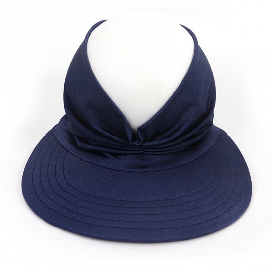 Picture of Navy Blue - Summer Women's Anti-Ultraviolet Elastic Adult Empty Top Sun Hat M（56-65cm）, 1 Piece