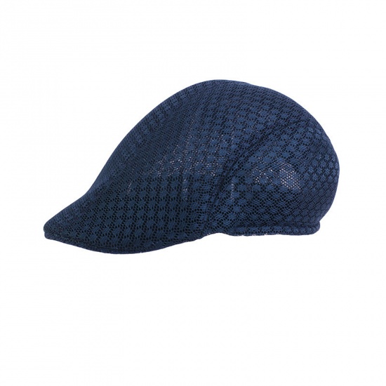 Immagine di Navy Blue - Cotton Mesh Breathable Men's Classic Newsboy Hat Flat Cap M（56-58cm）, 1 Piece