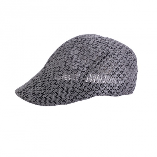 Immagine di Dark Gray - Cotton Mesh Breathable Men's Classic Newsboy Hat Flat Cap M（56-58cm）, 1 Piece