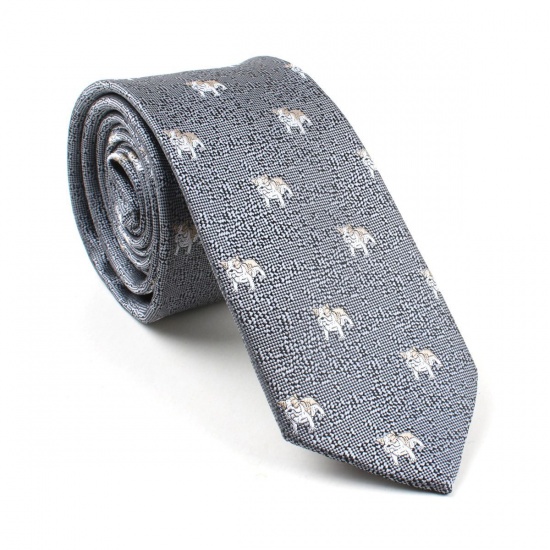Immagine di Gray - Polyester Jacquard Men's Necktie Suit Accessories Dog Pattern 145x6cm, 1 Piece