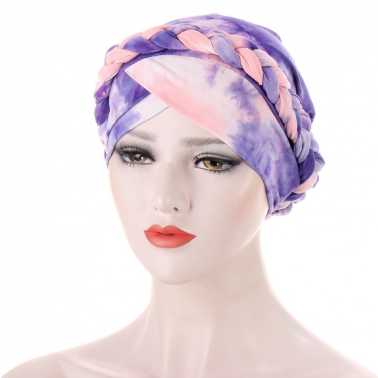Immagine di Purple - Polyamide Women's Turban Hat Braided Tie-dye 58cm long, 1 Piece