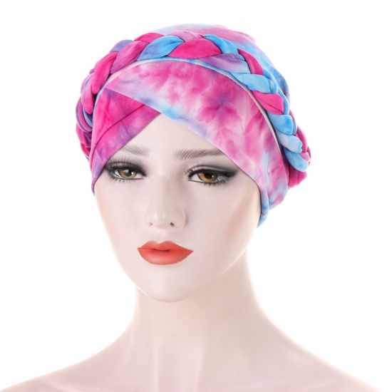 Immagine di Fuchsia - Polyamide Women's Turban Hat Braided Tie-dye 58cm long, 1 Piece