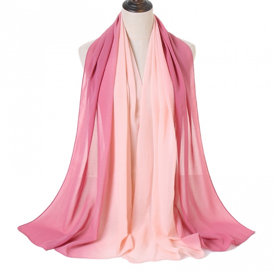 Immagine di Light Pink - 3# Chiffon Women's Hijab Scarf Two Tone Gradient Color 180x70cm, 1 Piece