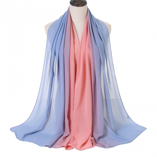 Immagine di Orange Pink - 10# Chiffon Women's Hijab Scarf Two Tone Gradient Color 180x70cm, 1 Piece