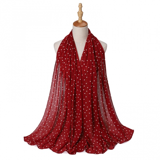 Immagine di Red - 6# Chiffon Printed Women's Hijab Scarf 70x175cm, 1 Piece