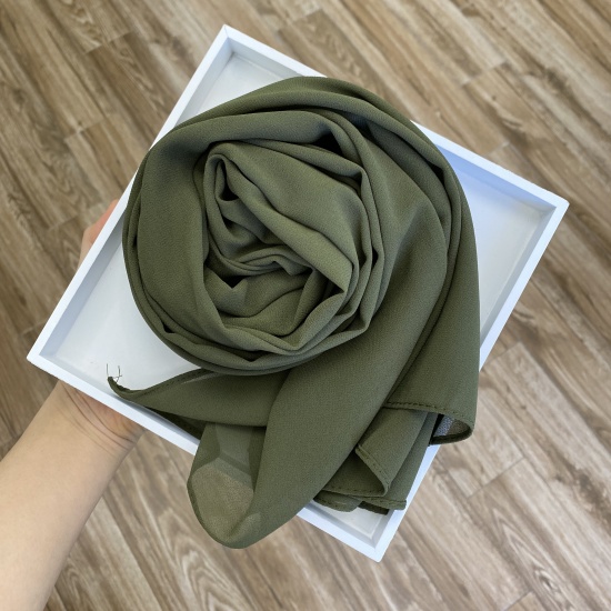 Immagine di Army Green - 37# Chiffon Women's Hijab Scarf Solid Color 175x70cm, 1 Piece