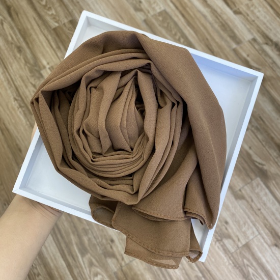 Immagine di Dark Brown - 43# Chiffon Women's Hijab Scarf Solid Color 175x70cm, 1 Piece