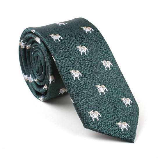 Immagine di Green - Dog Polyester Men's Jacquard Necktie Suit Accessories 145x6cm, 1 Piece