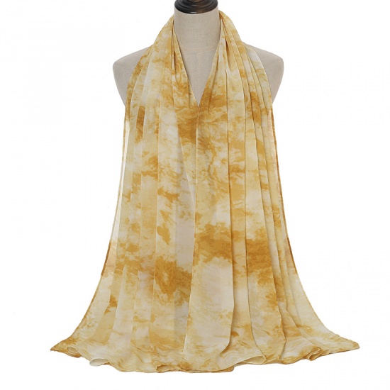 Immagine di Yellow - 3# Chiffon Women's Hijab Scarf Tie Dye 180x70cm, 1 Piece