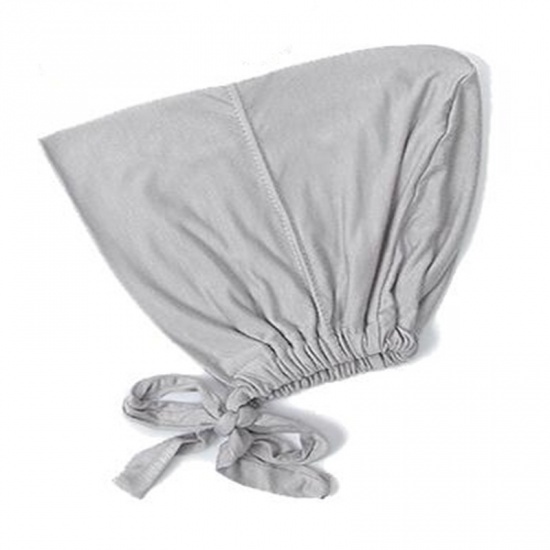 Picture of French Gray - 4# Modal Adjustable Elastic Turban Hat Tie Back Solid Color 25x20cm, 1 Piece