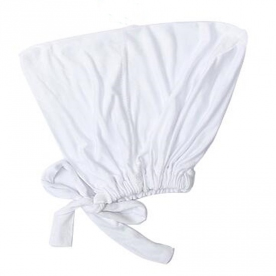Picture of White - 12# Modal Adjustable Elastic Turban Hat Tie Back Solid Color 25x20cm, 1 Piece
