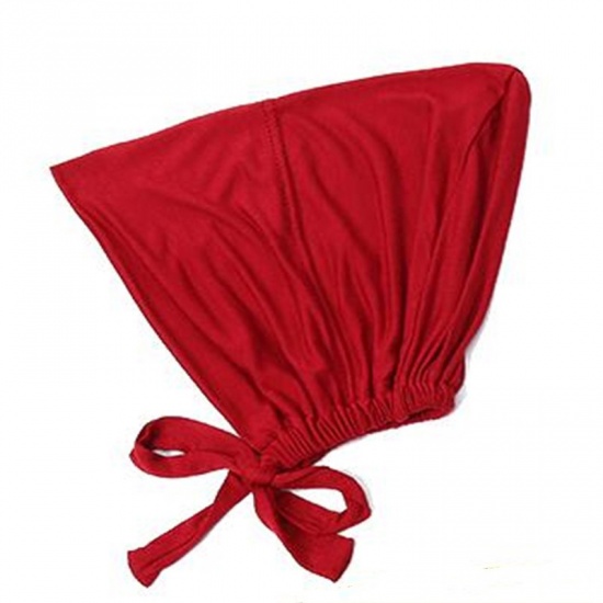 Immagine di Wine Red - 13# Modal Adjustable Elastic Turban Hat Tie Back Solid Color 25x20cm, 1 Piece