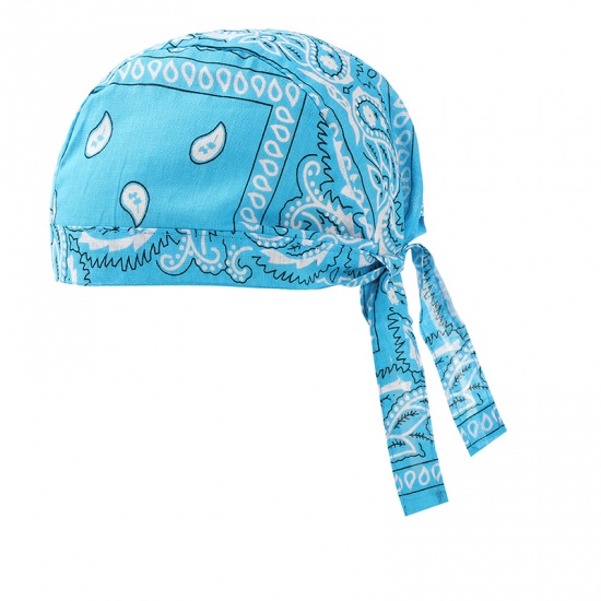 Immagine di Light Blue - 22# Unisex Paisley Printed Outdoor Cycling Hat Tie Back M（56-58cm）, 1 Piece