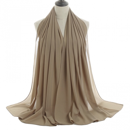 Immagine di Taupe Gray - 57# Chiffon Women's Hijab Scarf Wrap Solid Color 180x75cm, 1 Piece