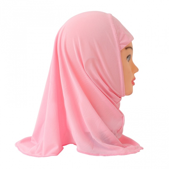 Immagine di Pink - 4# Turban Hat Hijab Scarf Solid Color For 2-7 Years Old Child Girl, 1 Piece