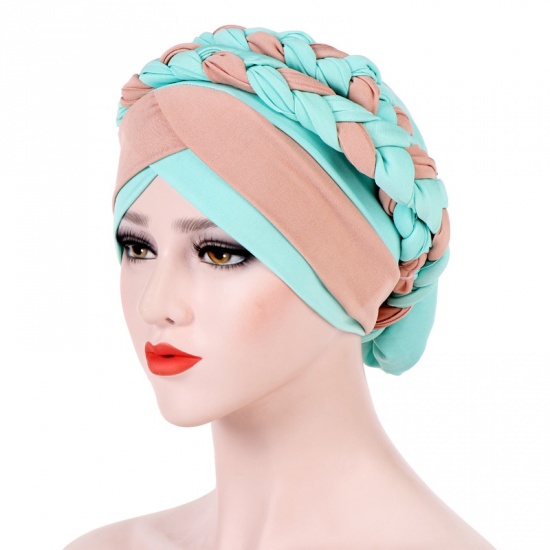 Immagine di Light Green - Polyester Elastane Braided Women's Turban Hat Two-color M（56-58cm）, 1 Piece