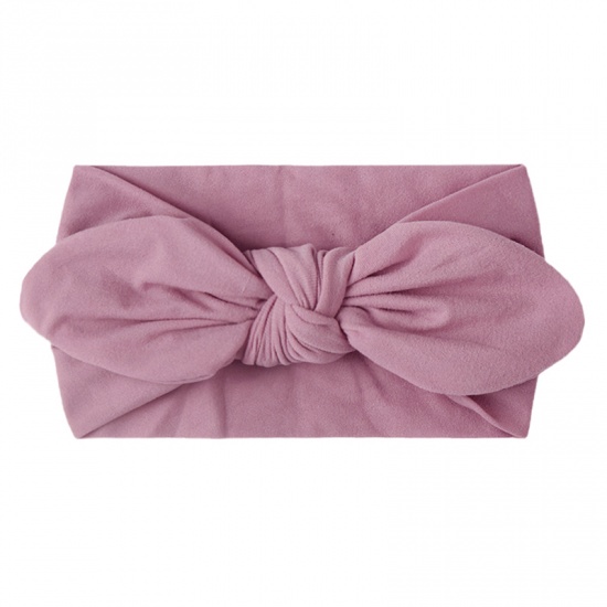 Изображение Lavender Pink - Bow Nylon Elastic Headband For Baby Girls Newborn Infant 18x9cm, 1 Piece