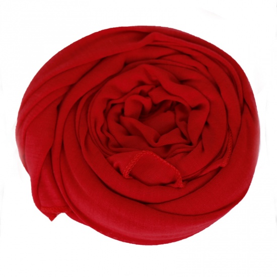 Immagine di Red - 7# Modal Women's Hijab Scarf Wrap Solid Color Elastic Breathable 180x80cm, 1 Piece